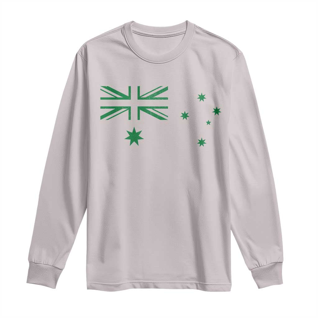 Green Australian Flag Long Sleeve Shirt Australia Patriotic Country Pride Monochrome Minimalist Graphic