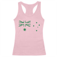 Green Australian Flag Racerback Tank Top Australia Patriotic Country Pride Monochrome Minimalist Graphic