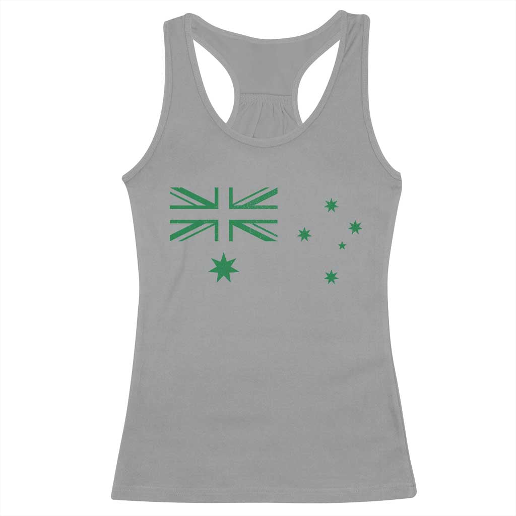 Green Australian Flag Racerback Tank Top Australia Patriotic Country Pride Monochrome Minimalist Graphic