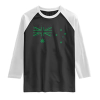Green Australian Flag Raglan Shirt Australia Patriotic Country Pride Monochrome Minimalist Graphic