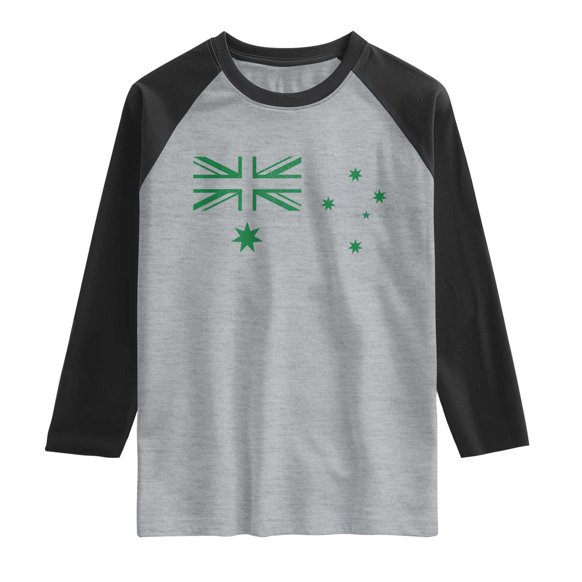 Green Australian Flag Raglan Shirt Australia Patriotic Country Pride Monochrome Minimalist Graphic