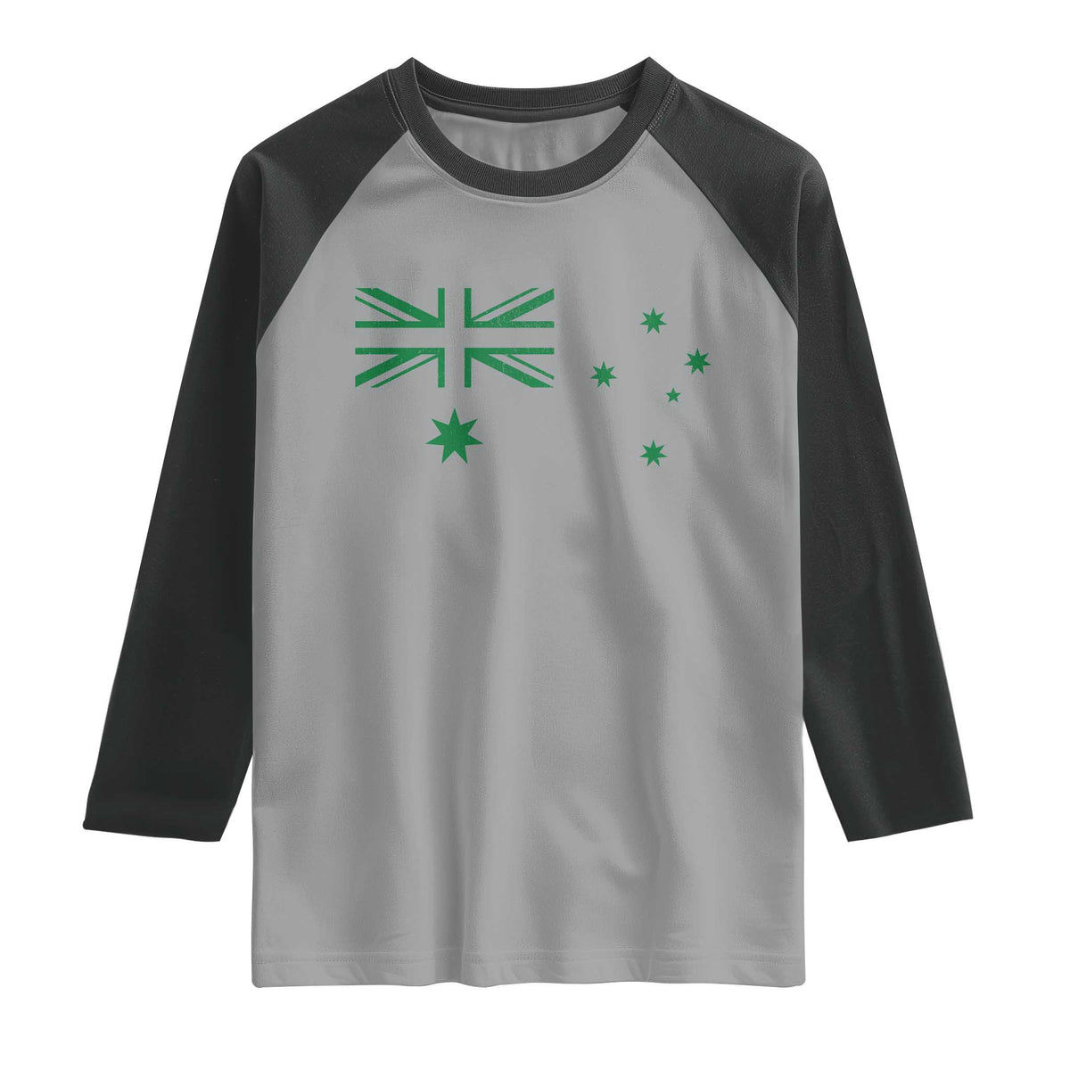 Green Australian Flag Raglan Shirt Australia Patriotic Country Pride Monochrome Minimalist Graphic