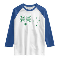 Green Australian Flag Raglan Shirt Australia Patriotic Country Pride Monochrome Minimalist Graphic