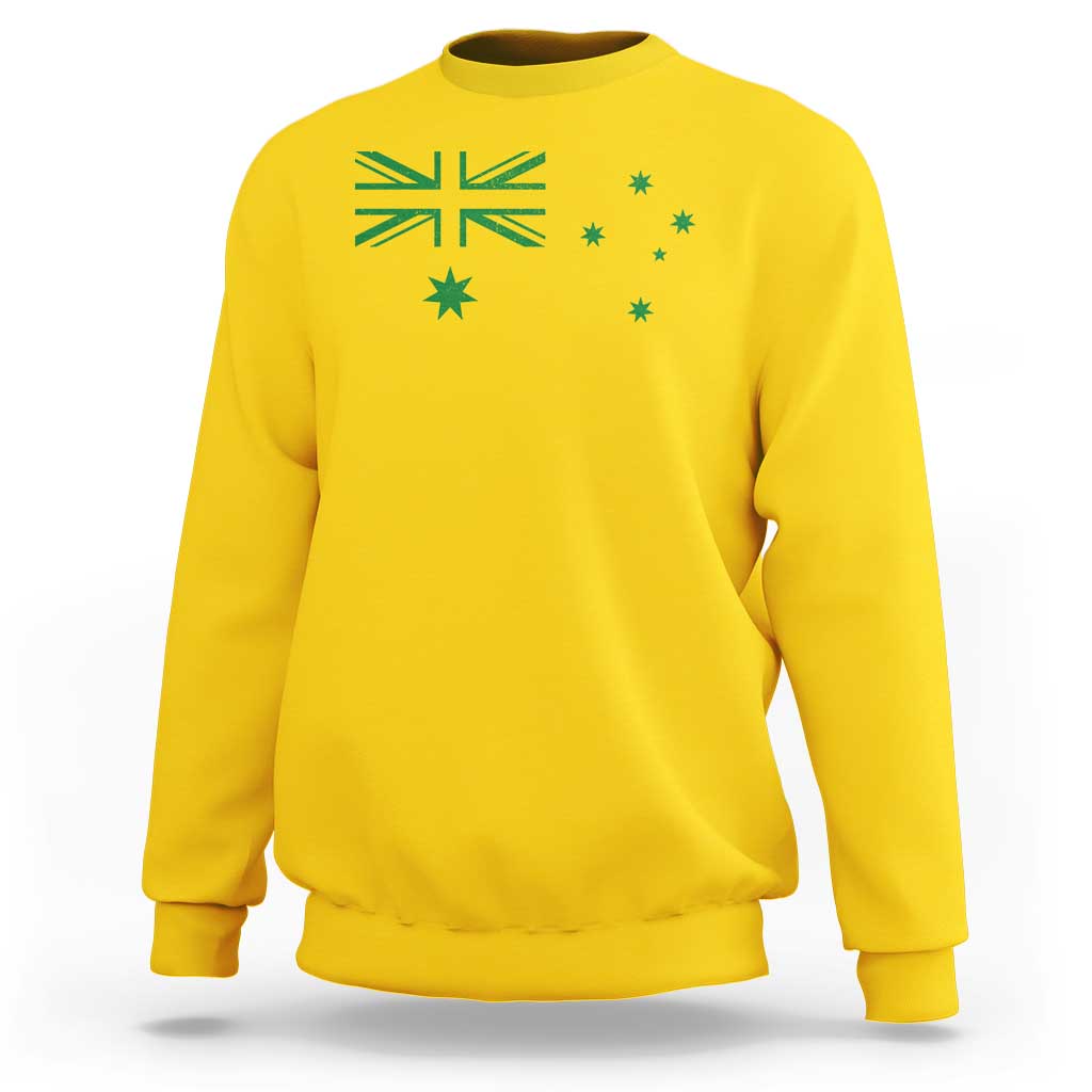 Green Australian Flag Sweatshirt Australia Patriotic Country Pride Monochrome Minimalist Graphic