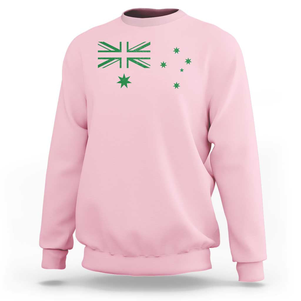 Green Australian Flag Sweatshirt Australia Patriotic Country Pride Monochrome Minimalist Graphic