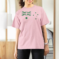 Green Australian Flag T Shirt For Women Australia Patriotic Country Pride Monochrome Minimalist Graphic