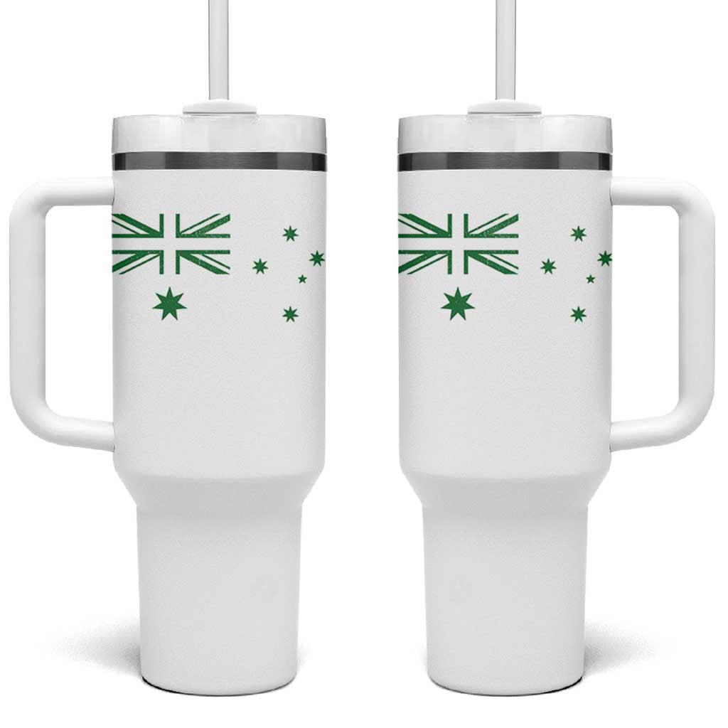 Green Australian Flag Tumbler With Handle Australia Patriotic Country Pride Monochrome Minimalist Graphic