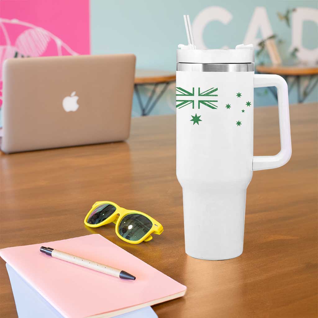Green Australian Flag Tumbler With Handle Australia Patriotic Country Pride Monochrome Minimalist Graphic