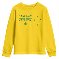 Green Australian Flag Youth Sweatshirt Australia Patriotic Country Pride Monochrome Minimalist Graphic