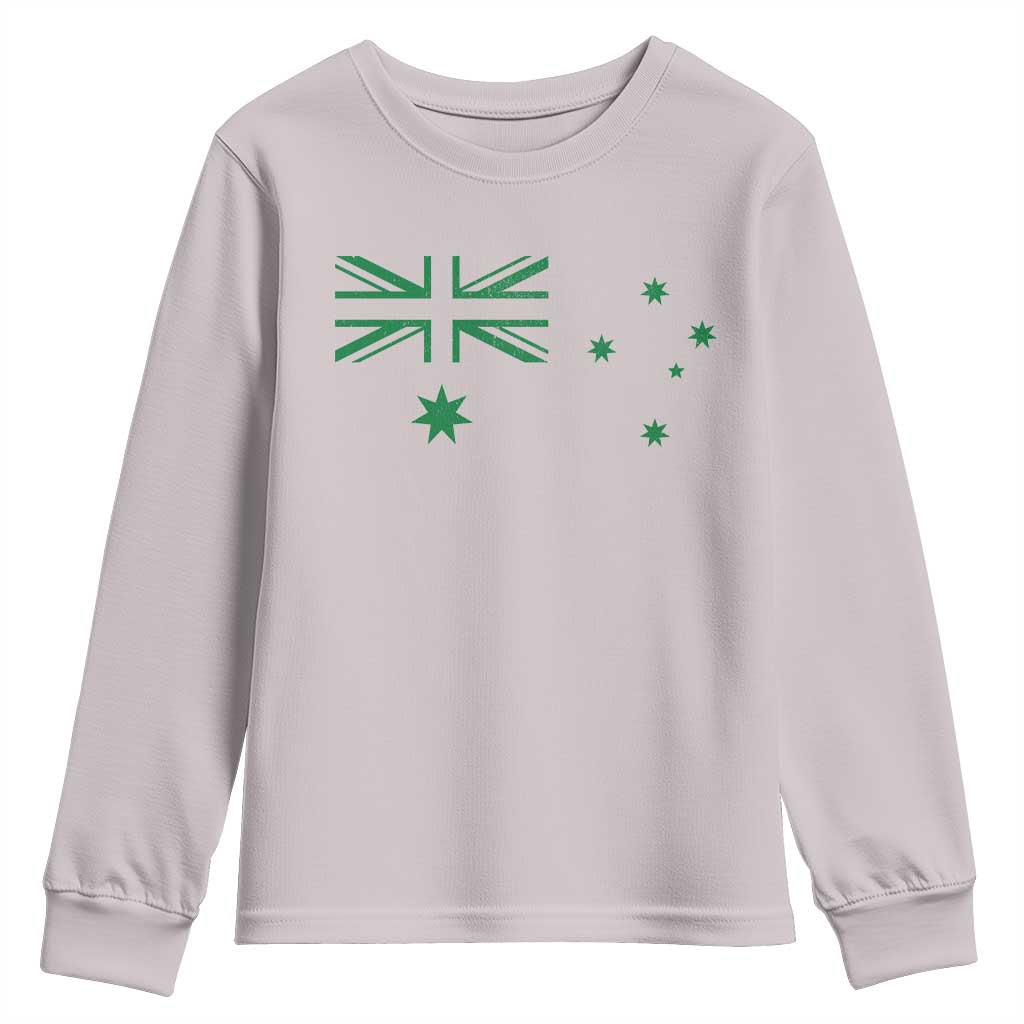 Green Australian Flag Youth Sweatshirt Australia Patriotic Country Pride Monochrome Minimalist Graphic