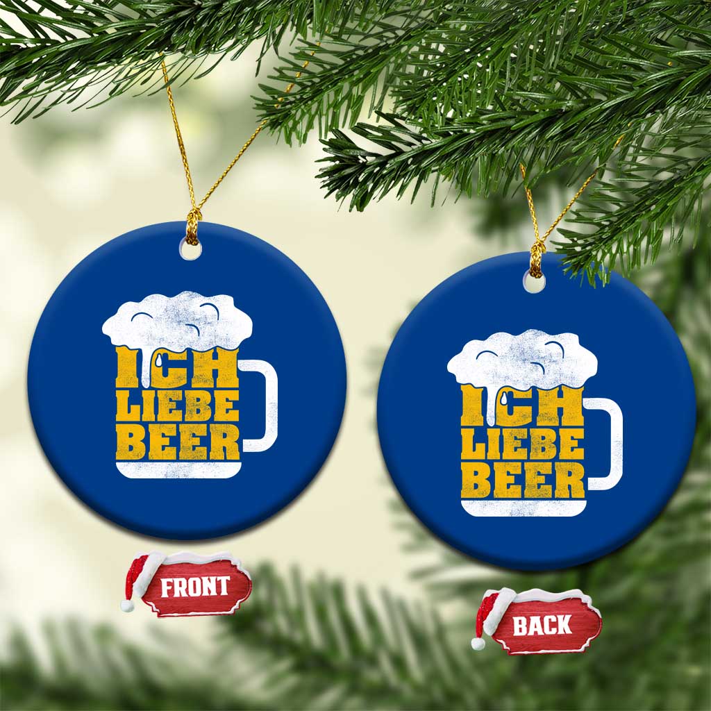 Oktoberfest Drinking Ceramic Ornament Ich Liebe Bier Octoberfest German - Wonder Print Shop