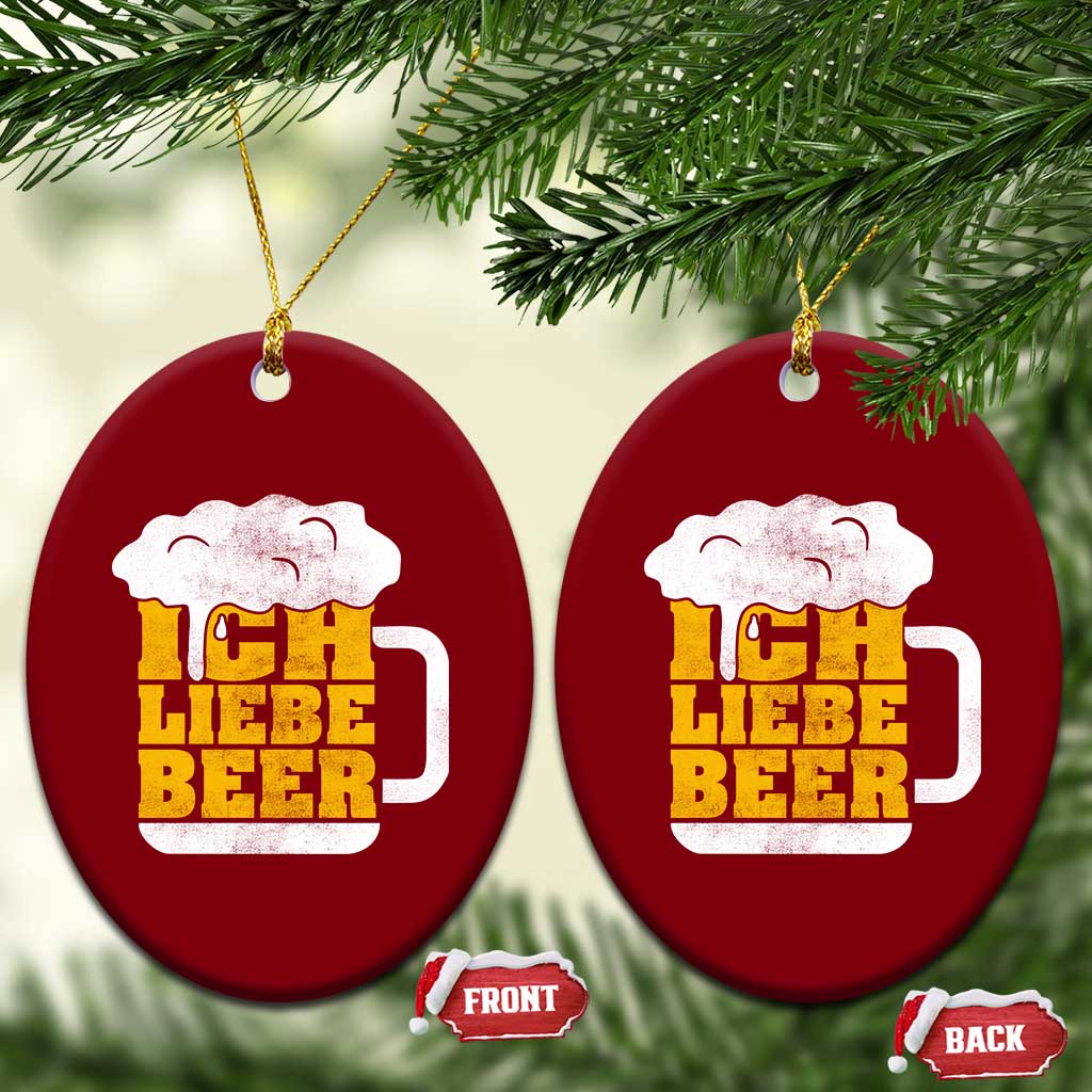 Oktoberfest Drinking Ceramic Ornament Ich Liebe Bier Octoberfest German - Wonder Print Shop