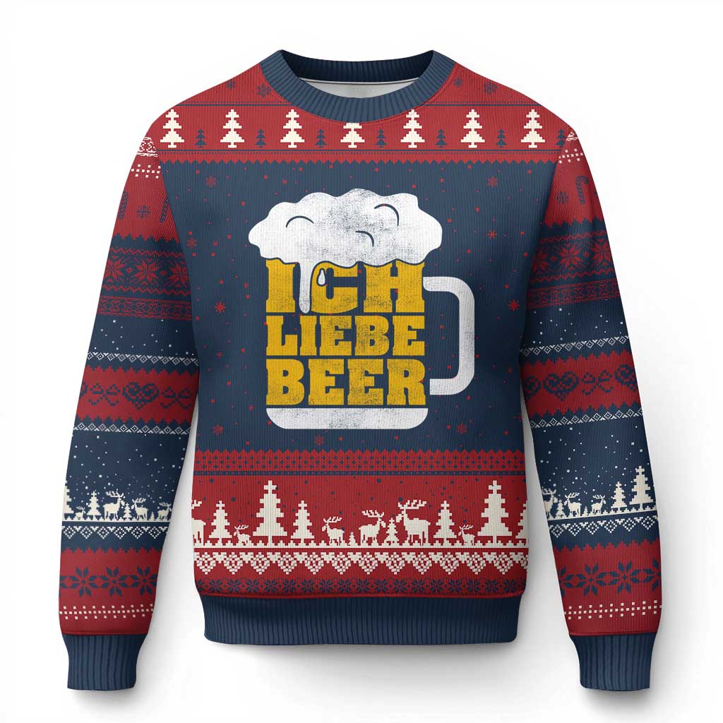 Oktoberfest Drinking Ugly Christmas Sweater Ich Liebe Bier Octoberfest German - Wonder Print Shop
