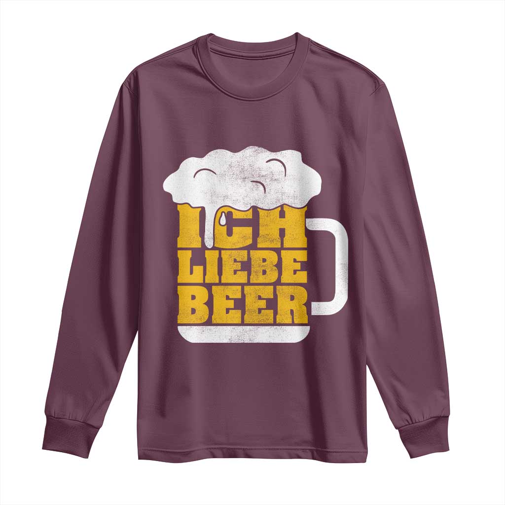 Oktoberfest Drinking Long Sleeve Shirt Ich Liebe Bier Octoberfest German - Wonder Print Shop