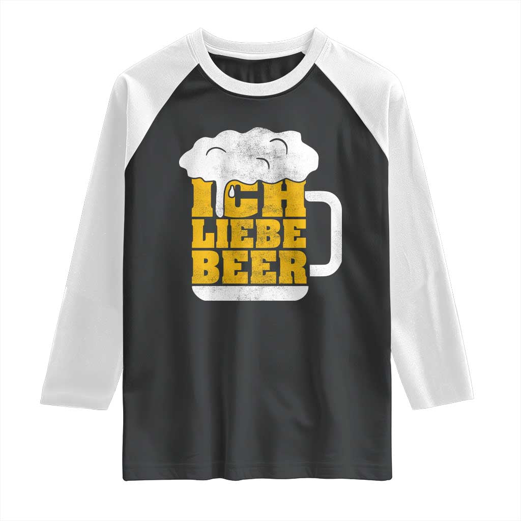 Oktoberfest Drinking Raglan Shirt Ich Liebe Bier Octoberfest German - Wonder Print Shop