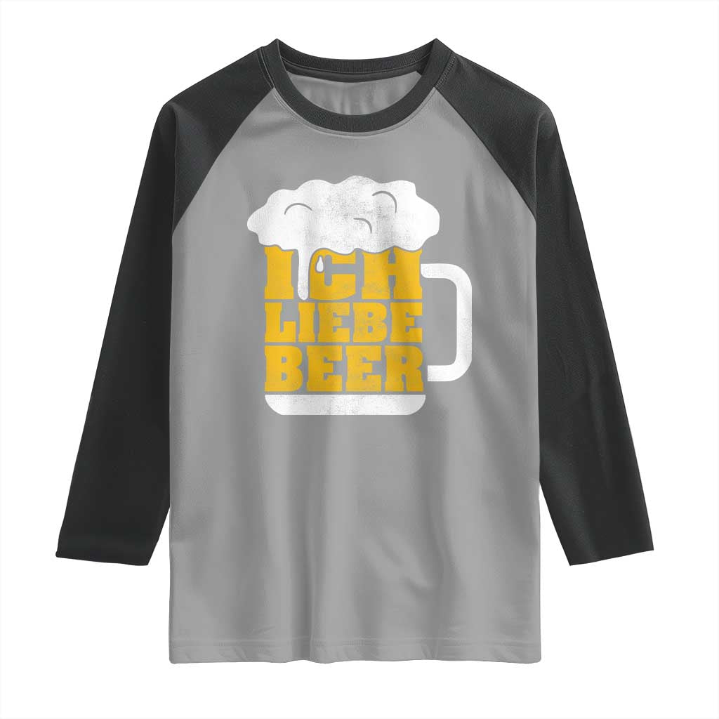 Oktoberfest Drinking Raglan Shirt Ich Liebe Bier Octoberfest German - Wonder Print Shop