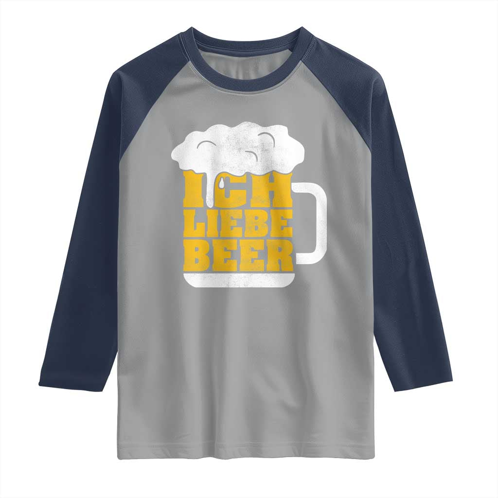 Oktoberfest Drinking Raglan Shirt Ich Liebe Bier Octoberfest German - Wonder Print Shop
