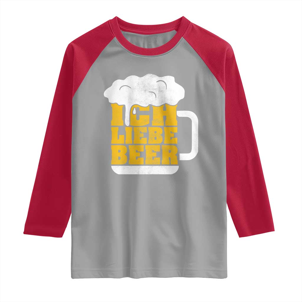 Oktoberfest Drinking Raglan Shirt Ich Liebe Bier Octoberfest German - Wonder Print Shop