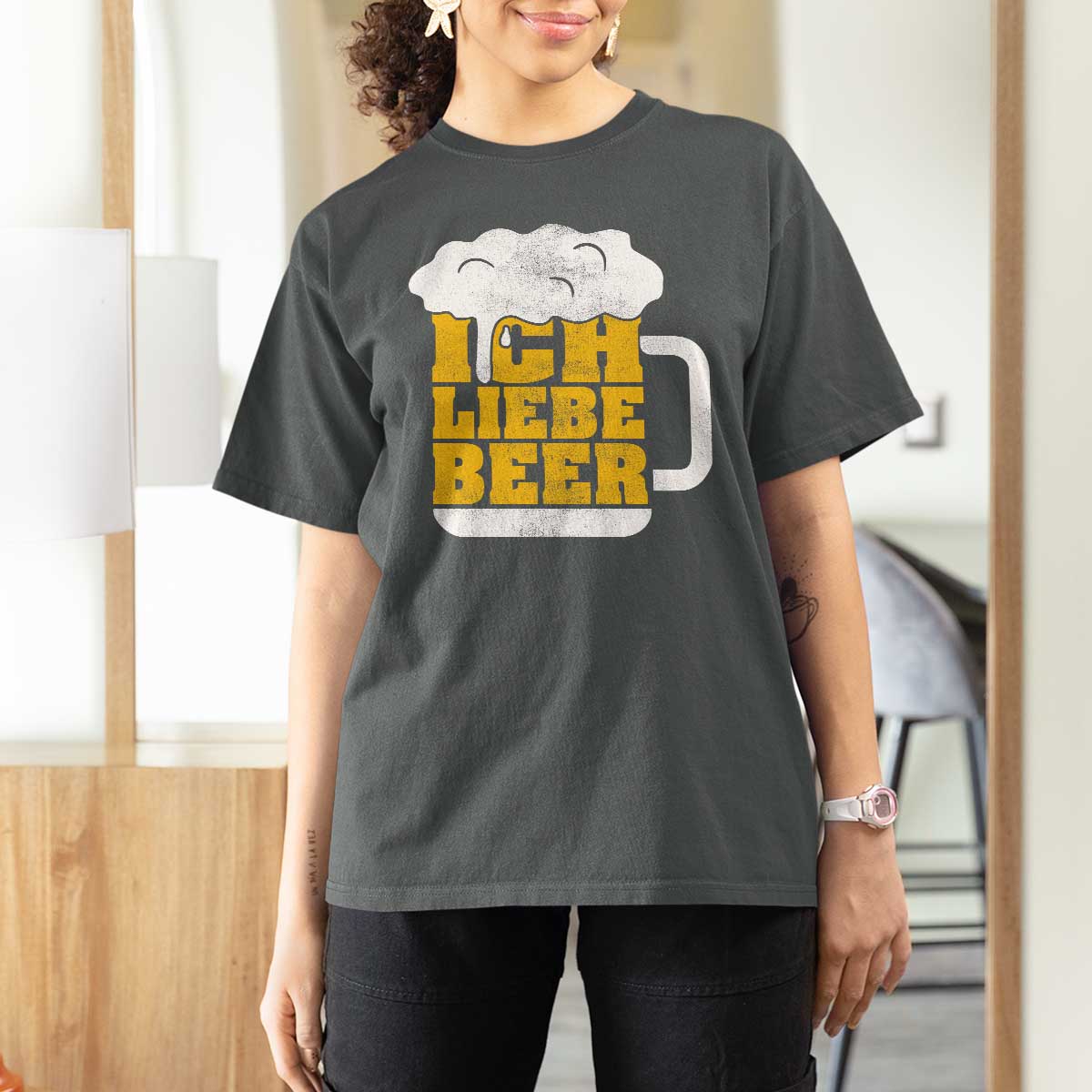 Oktoberfest Drinking T Shirt For Women Ich Liebe Bier Octoberfest German - Wonder Print Shop