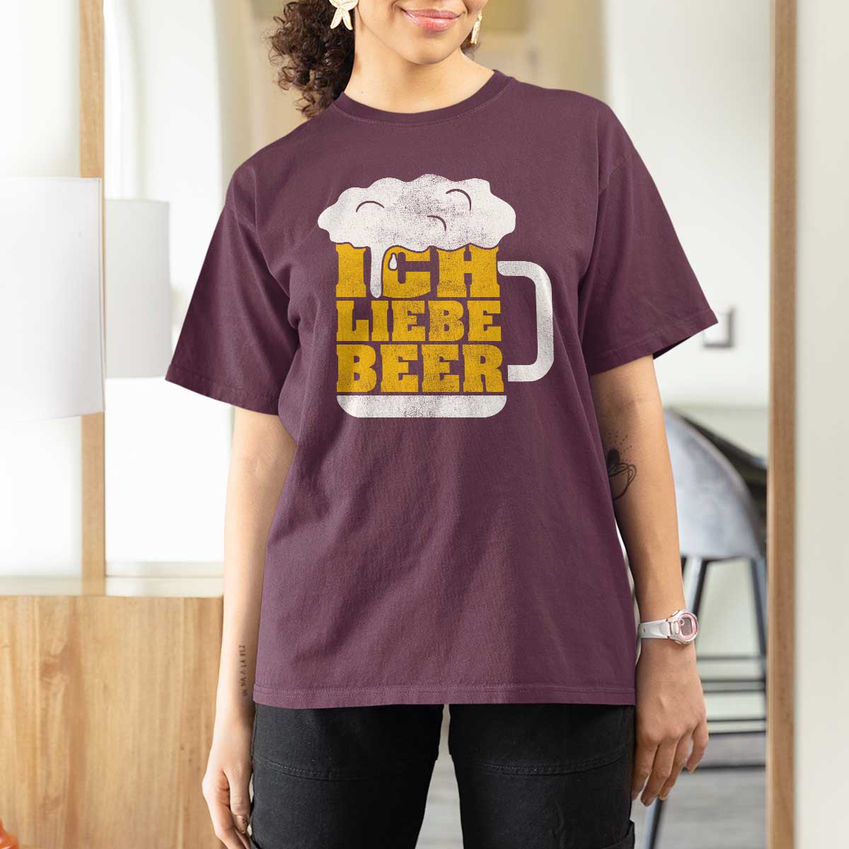 Oktoberfest Drinking T Shirt For Women Ich Liebe Bier Octoberfest German - Wonder Print Shop
