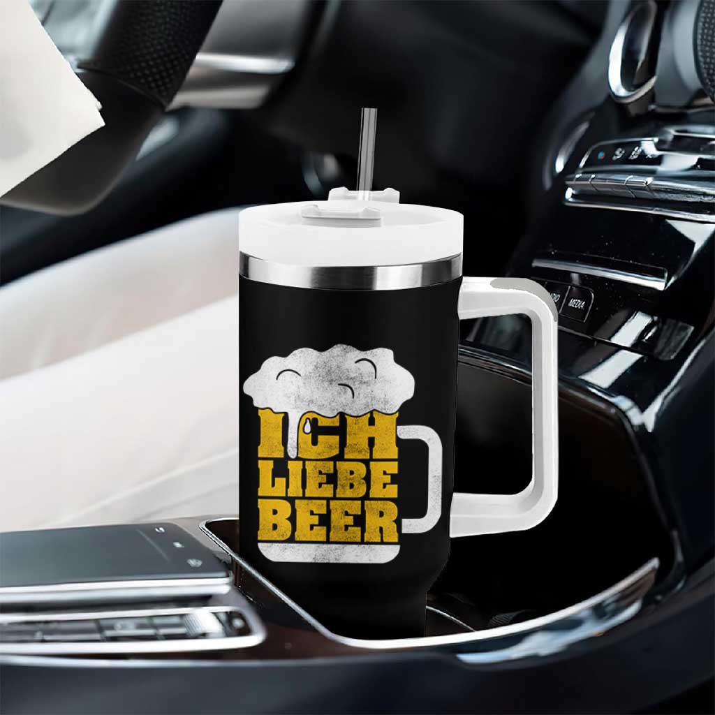 Oktoberfest Drinking Tumbler With Handle Ich Liebe Bier Octoberfest German - Wonder Print Shop