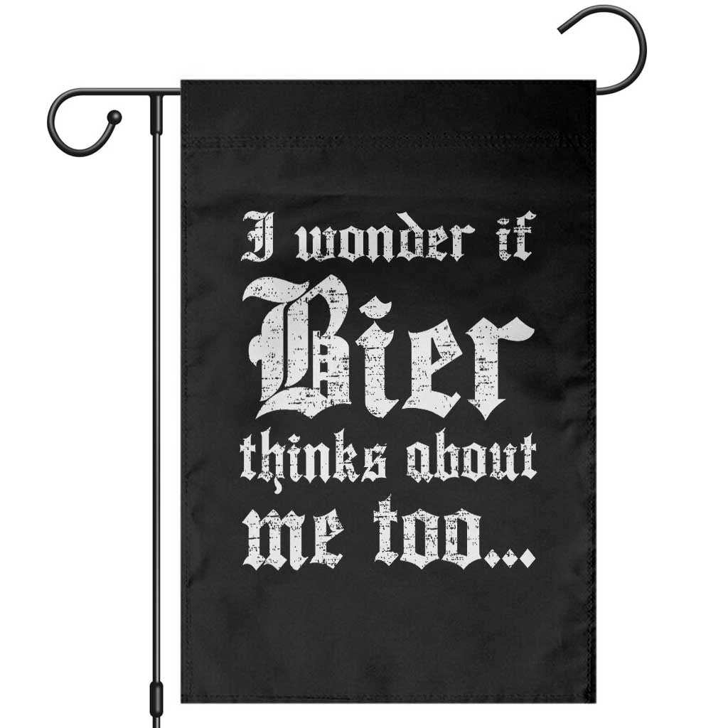 Funny Oktoberfest Garden Flag I Wonder If Bier Thinks About Me Too Sarcastic Drinking - Wonder Print Shop