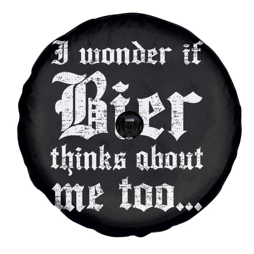Funny Oktoberfest Spare Tire Cover I Wonder If Bier Thinks About Me Too Sarcastic Drinking - Wonder Print Shop