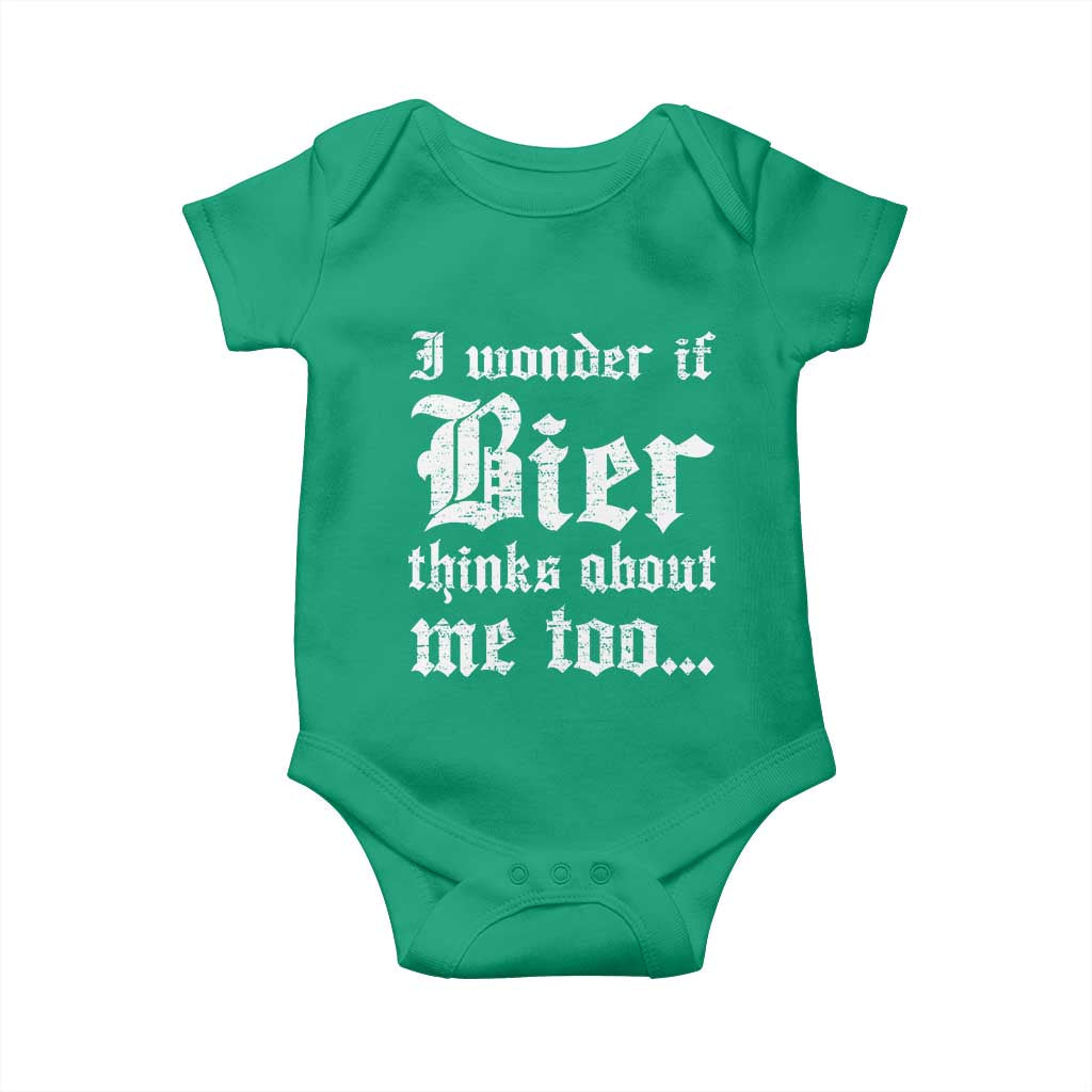 Funny Oktoberfest Baby Onesie I Wonder If Bier Thinks About Me Too Sarcastic Drinking - Wonder Print Shop