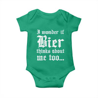 Funny Oktoberfest Baby Onesie I Wonder If Bier Thinks About Me Too Sarcastic Drinking - Wonder Print Shop