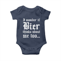 Funny Oktoberfest Baby Onesie I Wonder If Bier Thinks About Me Too Sarcastic Drinking - Wonder Print Shop