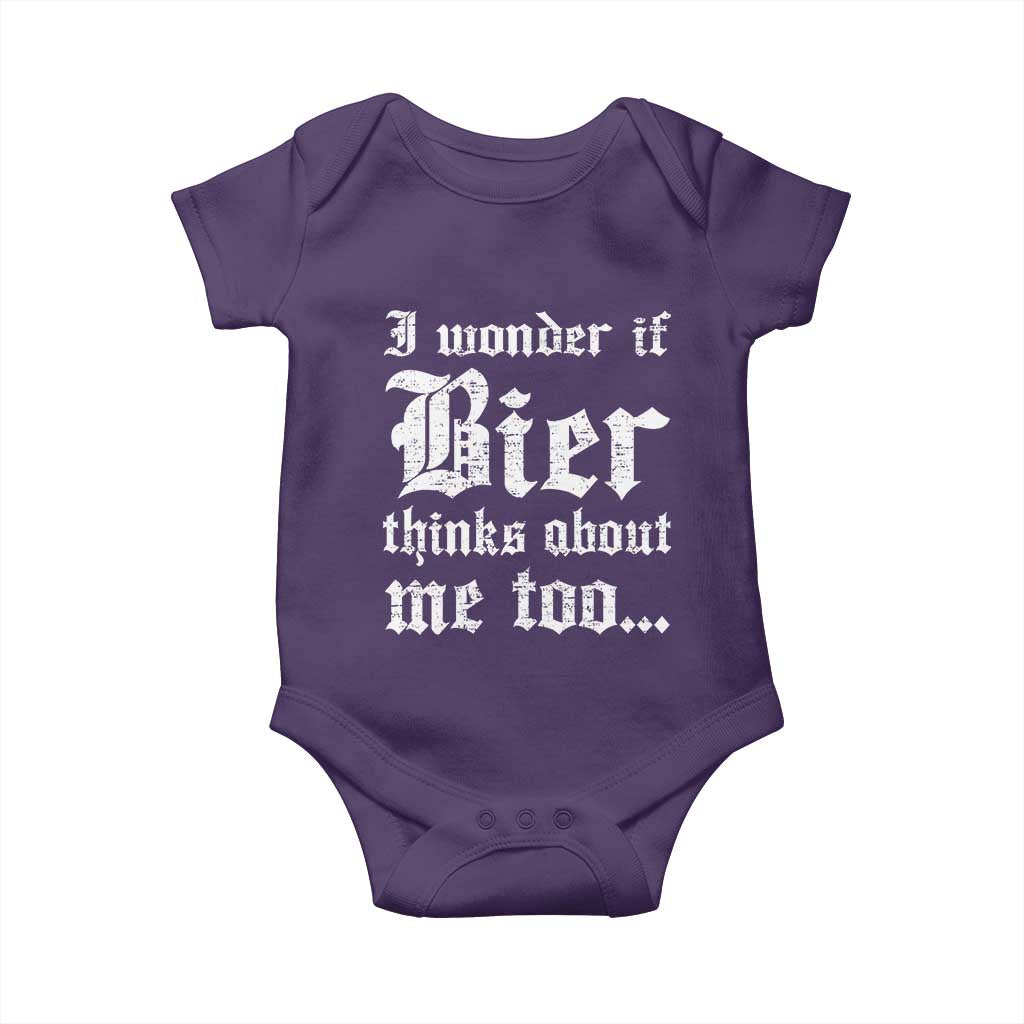 Funny Oktoberfest Baby Onesie I Wonder If Bier Thinks About Me Too Sarcastic Drinking - Wonder Print Shop