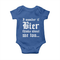 Funny Oktoberfest Baby Onesie I Wonder If Bier Thinks About Me Too Sarcastic Drinking - Wonder Print Shop