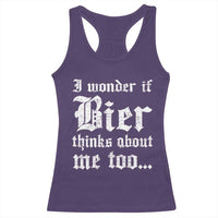 Funny Oktoberfest Racerback Tank Top I Wonder If Bier Thinks About Me Too Sarcastic Drinking - Wonder Print Shop