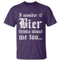 Funny Oktoberfest T Shirt I Wonder If Bier Thinks About Me Too Sarcastic Drinking - Wonder Print Shop