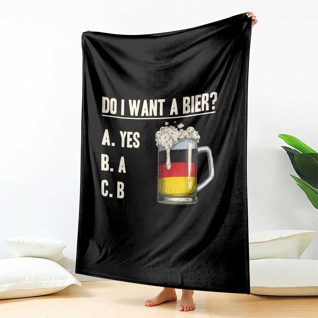 Funny Oktoberfest Throw Blanket Do I Want A Bier Sarcastic Drinking German Flag - Wonder Print Shop