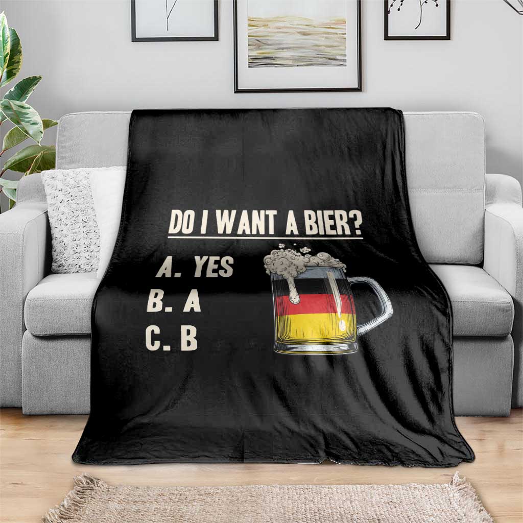 Funny Oktoberfest Throw Blanket Do I Want A Bier Sarcastic Drinking German Flag - Wonder Print Shop