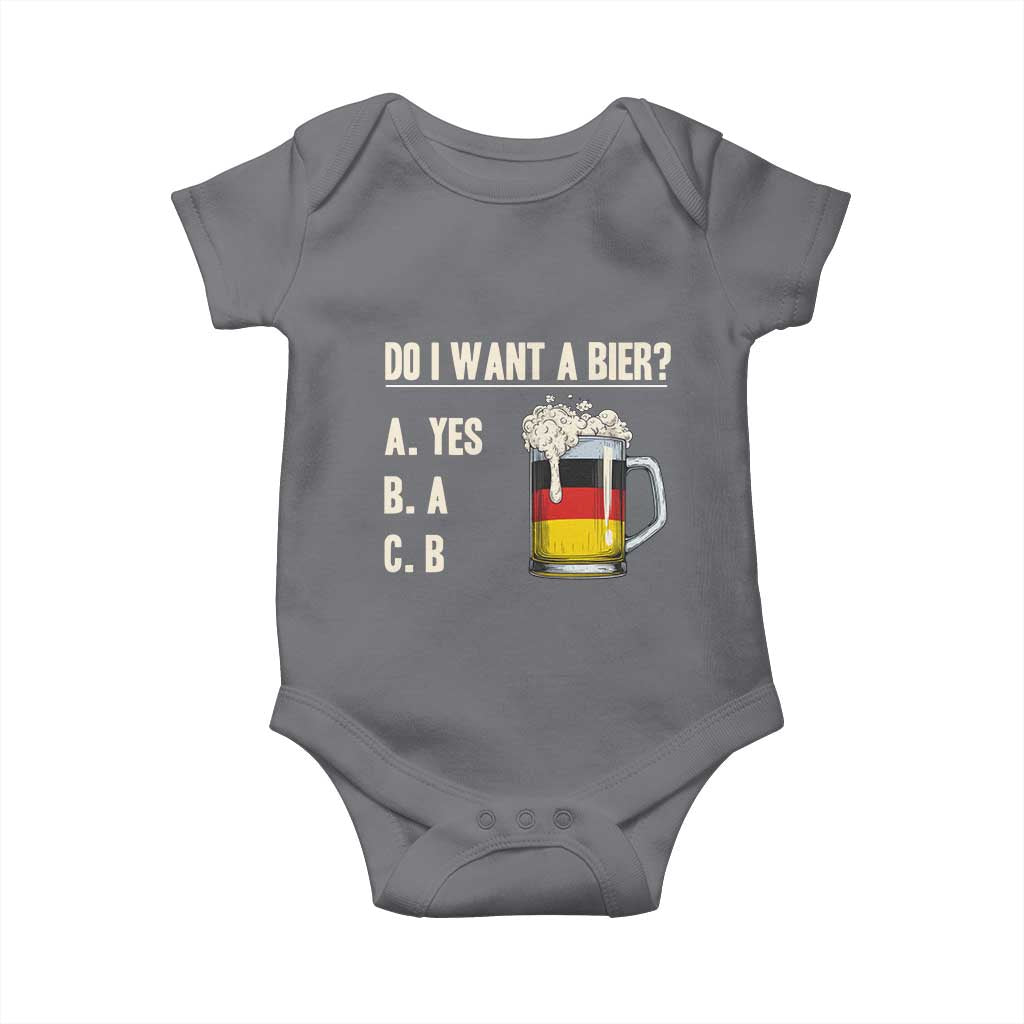 Funny Oktoberfest Baby Onesie Do I Want A Bier Sarcastic Drinking German Flag - Wonder Print Shop