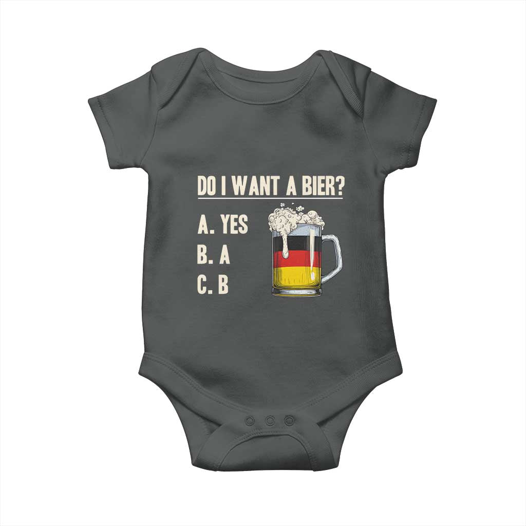 Funny Oktoberfest Baby Onesie Do I Want A Bier Sarcastic Drinking German Flag - Wonder Print Shop
