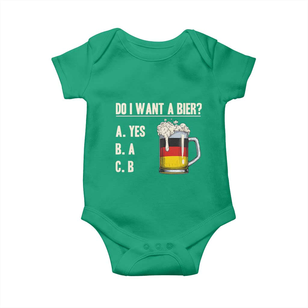 Funny Oktoberfest Baby Onesie Do I Want A Bier Sarcastic Drinking German Flag - Wonder Print Shop