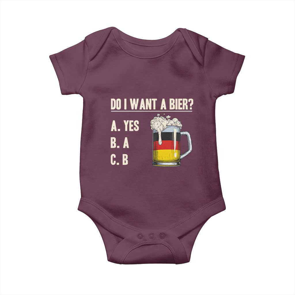 Funny Oktoberfest Baby Onesie Do I Want A Bier Sarcastic Drinking German Flag - Wonder Print Shop