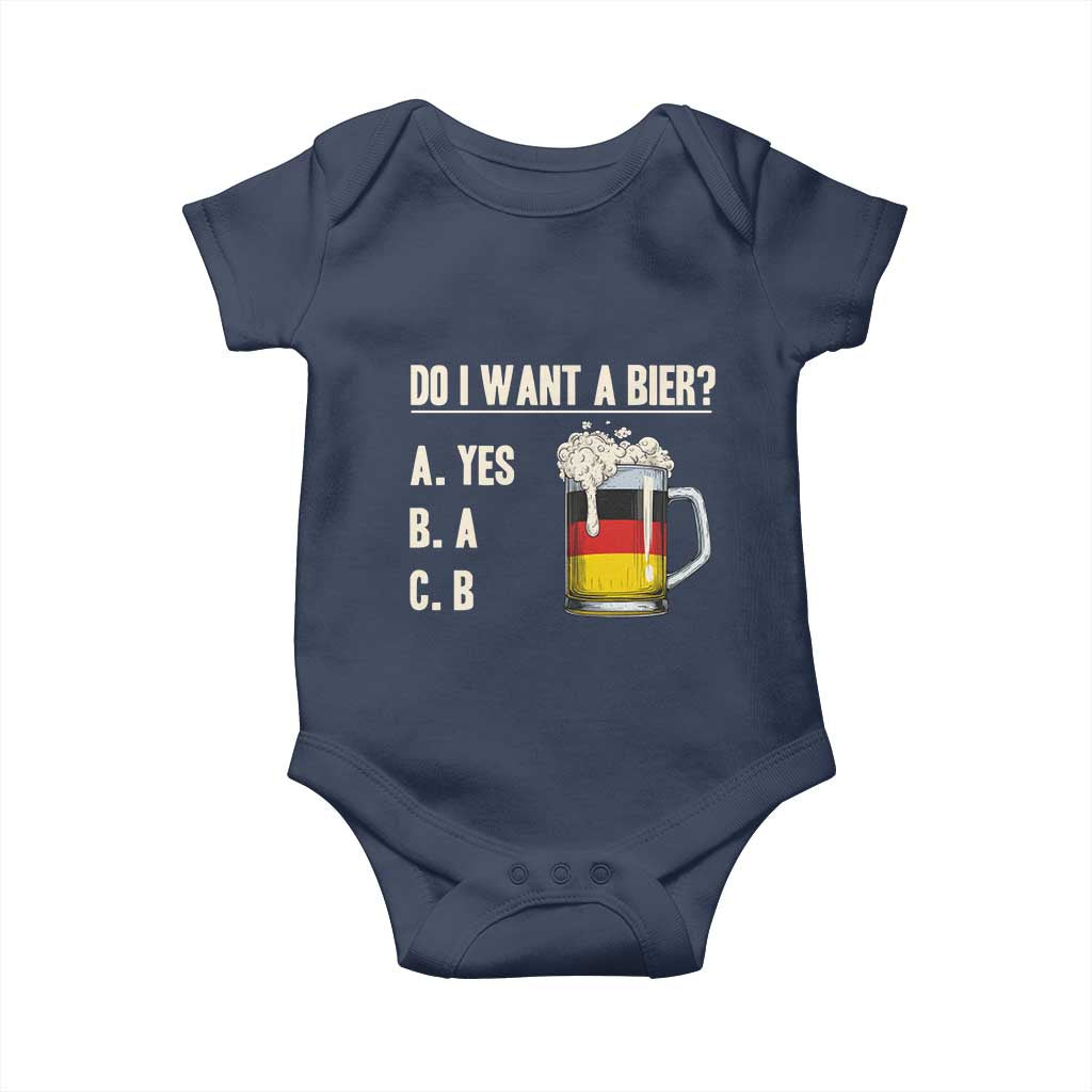Funny Oktoberfest Baby Onesie Do I Want A Bier Sarcastic Drinking German Flag - Wonder Print Shop