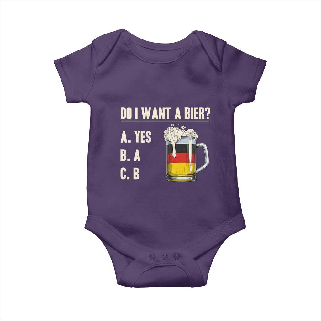 Funny Oktoberfest Baby Onesie Do I Want A Bier Sarcastic Drinking German Flag - Wonder Print Shop