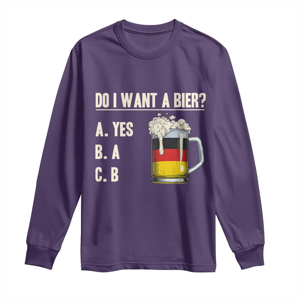 Funny Oktoberfest Long Sleeve Shirt Do I Want A Bier Sarcastic Drinking German Flag - Wonder Print Shop