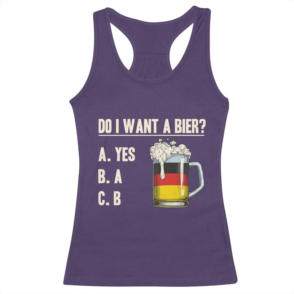 Funny Oktoberfest Racerback Tank Top Do I Want A Bier Sarcastic Drinking German Flag - Wonder Print Shop