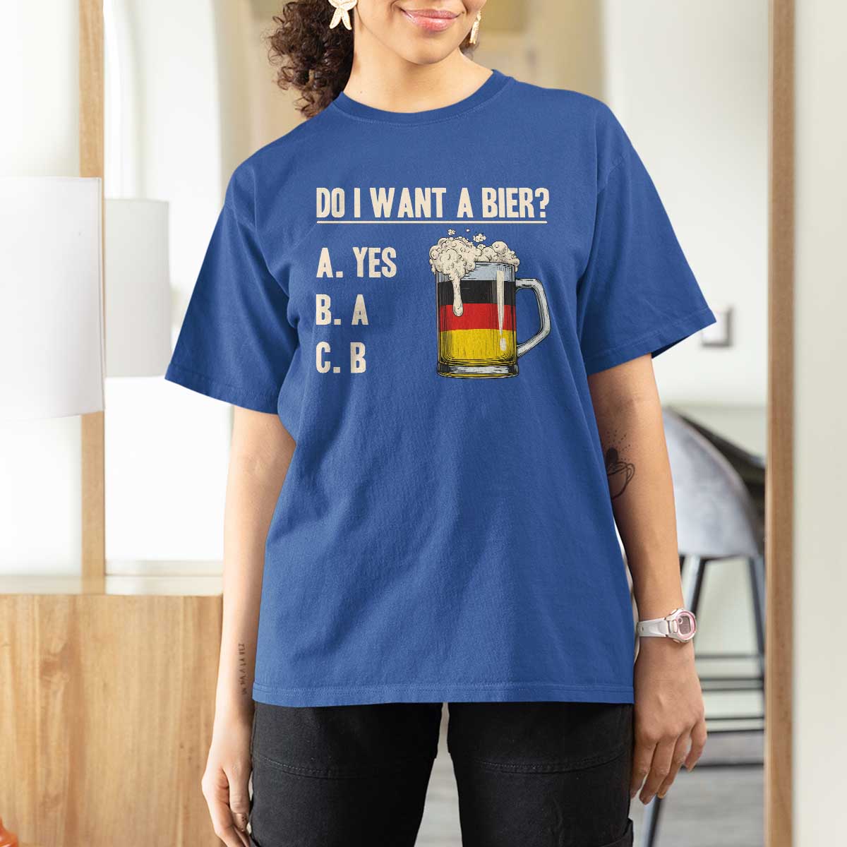 Funny Oktoberfest T Shirt For Women Do I Want A Bier Sarcastic Drinking German Flag - Wonder Print Shop