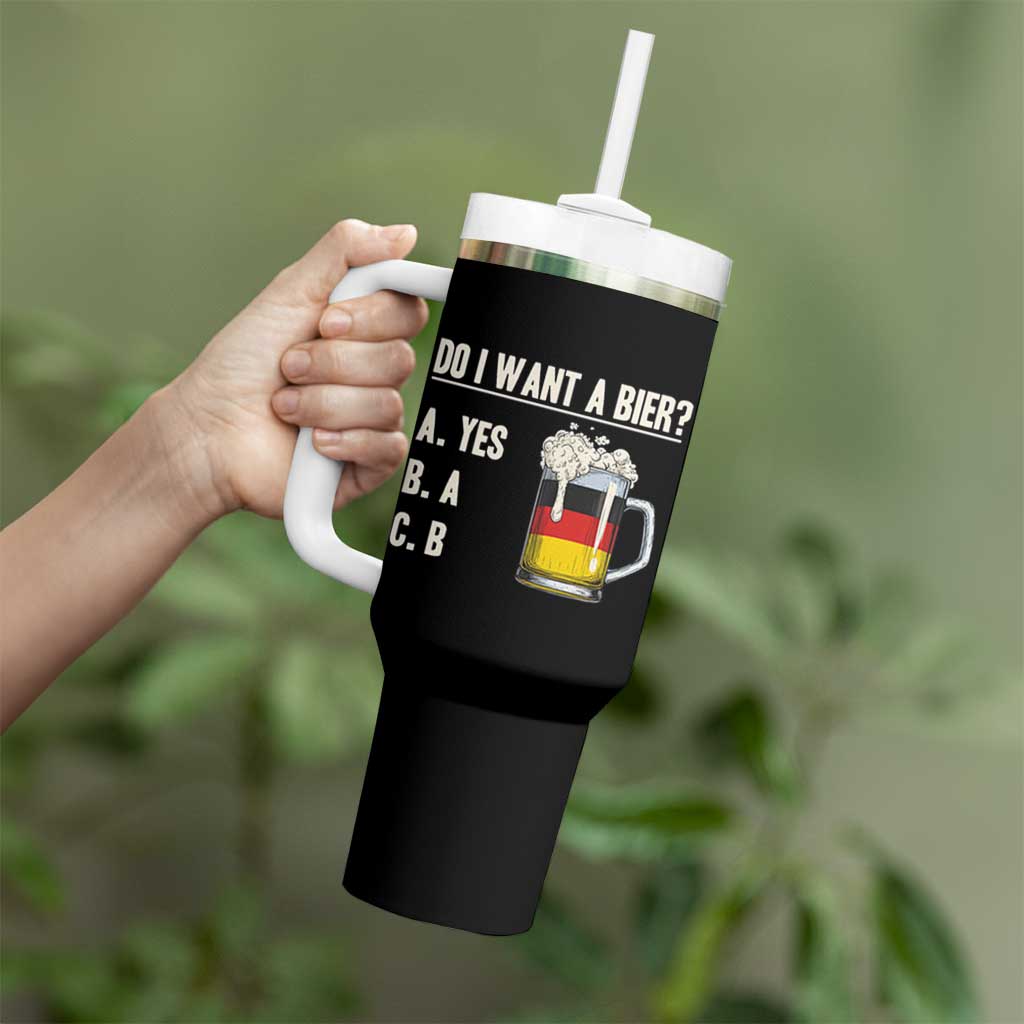 Funny Oktoberfest Tumbler With Handle Do I Want A Bier Sarcastic Drinking German Flag - Wonder Print Shop