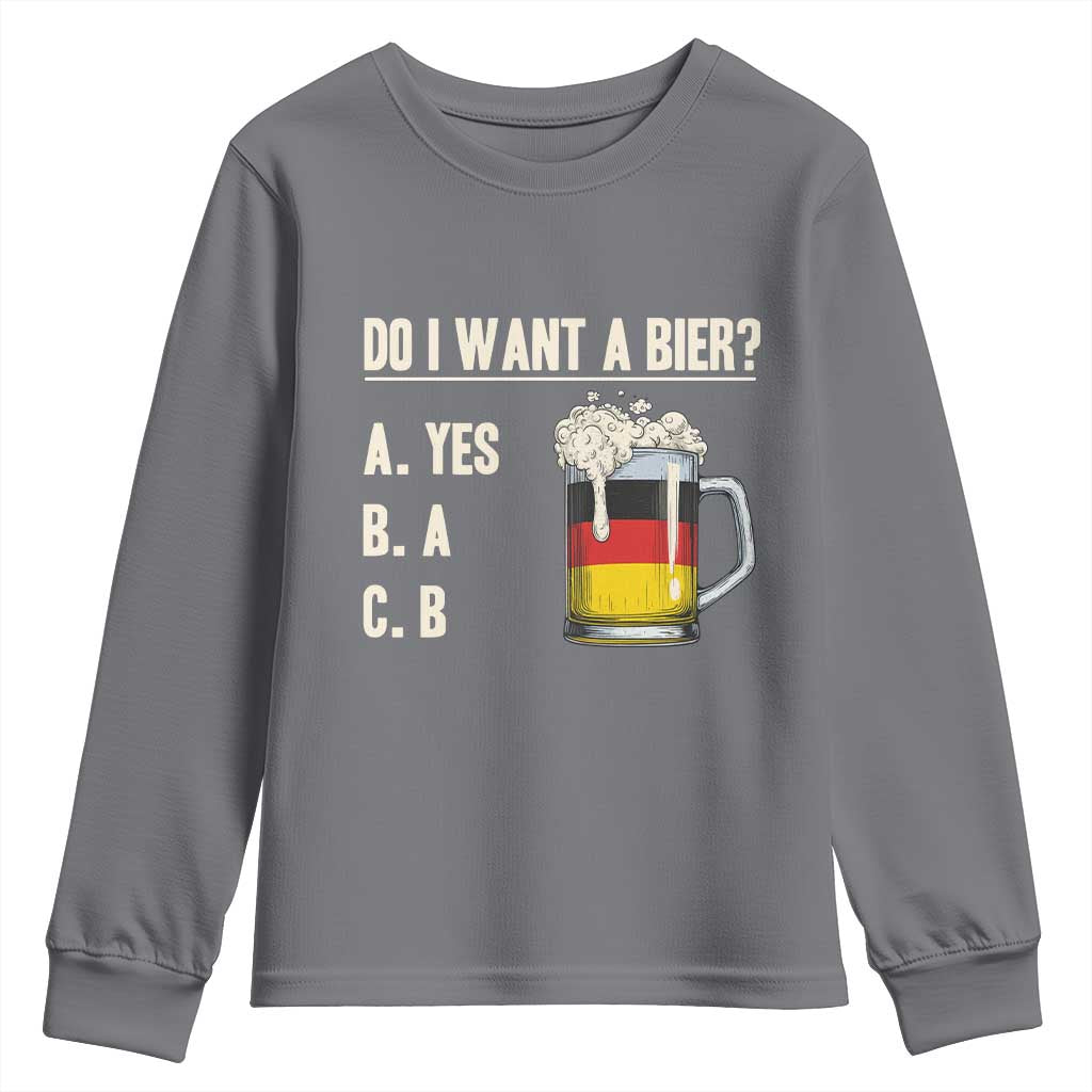 Funny Oktoberfest Youth Sweatshirt Do I Want A Bier Sarcastic Drinking German Flag - Wonder Print Shop