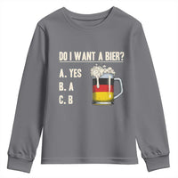 Funny Oktoberfest Youth Sweatshirt Do I Want A Bier Sarcastic Drinking German Flag - Wonder Print Shop