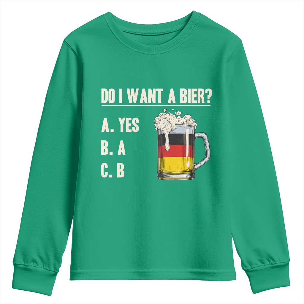 Funny Oktoberfest Youth Sweatshirt Do I Want A Bier Sarcastic Drinking German Flag - Wonder Print Shop