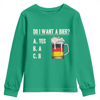 Funny Oktoberfest Youth Sweatshirt Do I Want A Bier Sarcastic Drinking German Flag - Wonder Print Shop